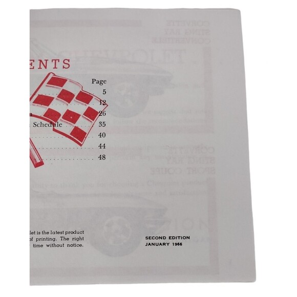 VTG 1966 Corvette Factory GM Second Edition 60s Owners Manual Part No. 3879852 - Picture 4 of 4